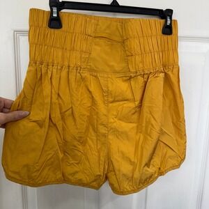 FP Movement Gold Mustard Way High Rise Shorts w Liner Activewear Size Large